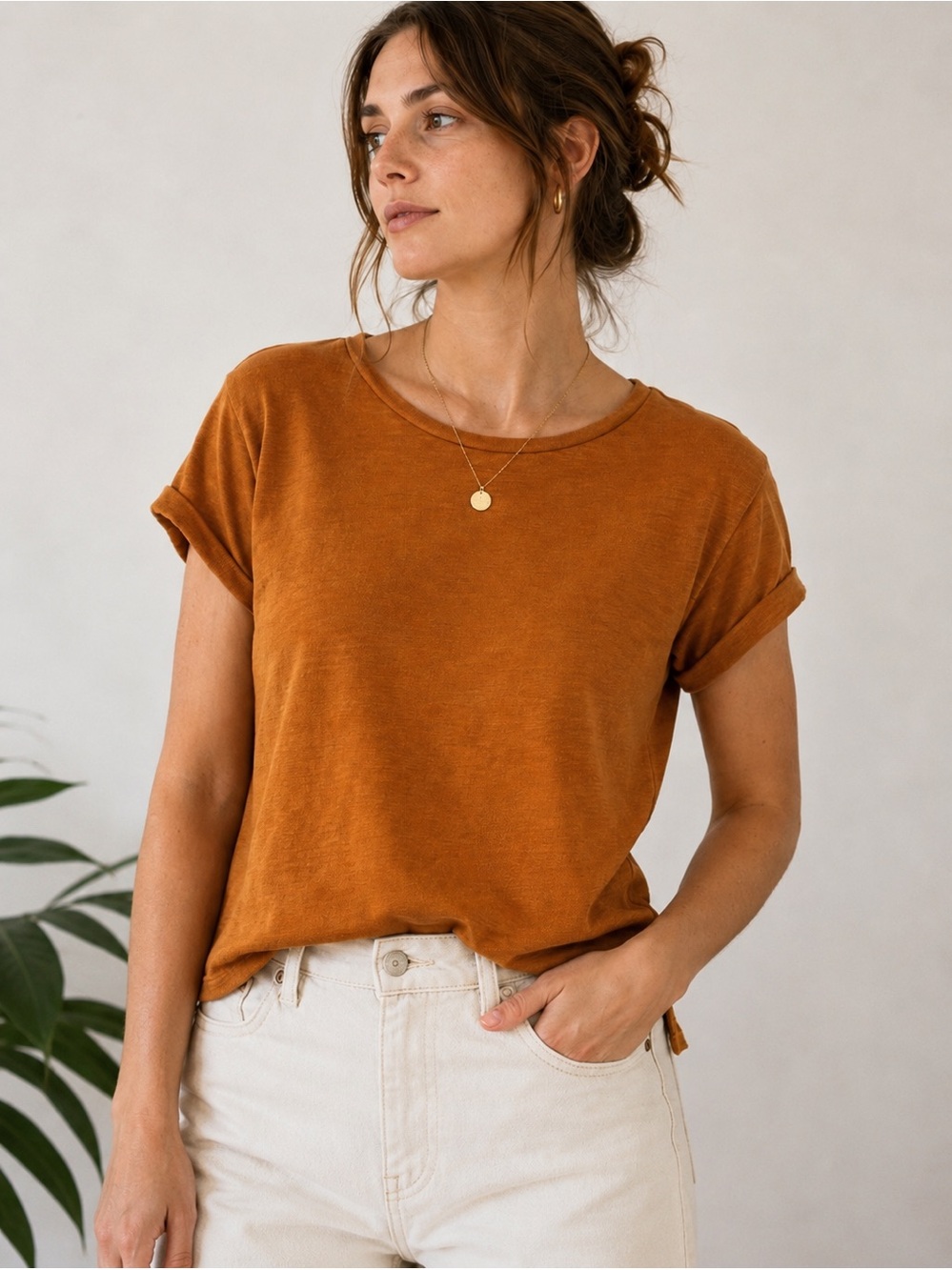 Sessùn Albano Cotton Lyocell Cropped Tee Burnt Orange